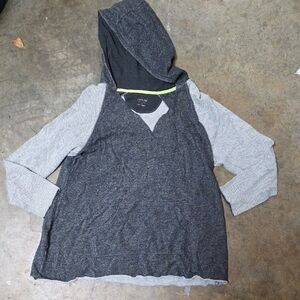 Calvin Klein Charcoal and Gray Women's Hoodie Size 1X